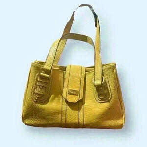 Liz & Co. Yellow Faux Crocodile Leather Tote Bag